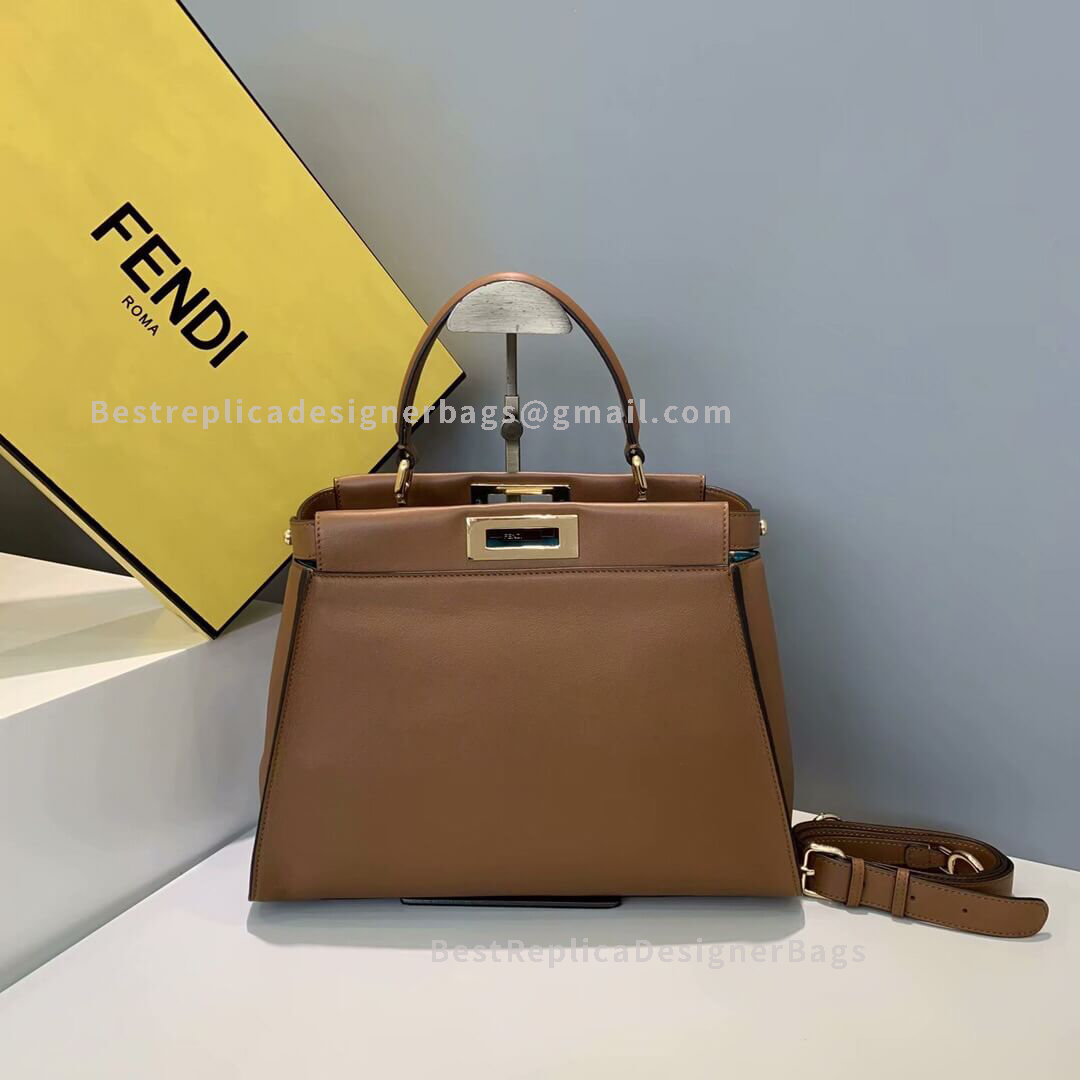 Fendi Peekaboo Iconic Medium Brown Leather Bag 2108BM